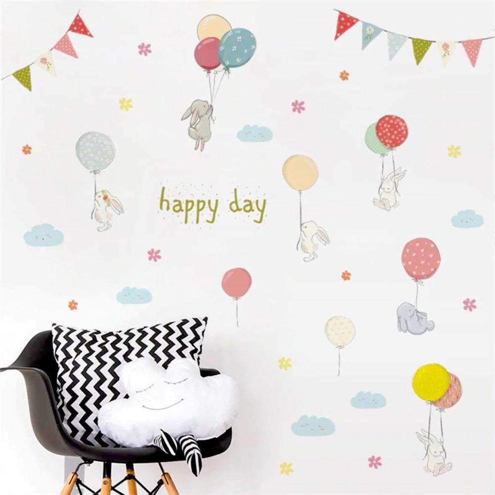2/$10 BOGO  Vinyl Wall Decals Bunnies & Balloons2 Kids Room or Baby’s Nursery